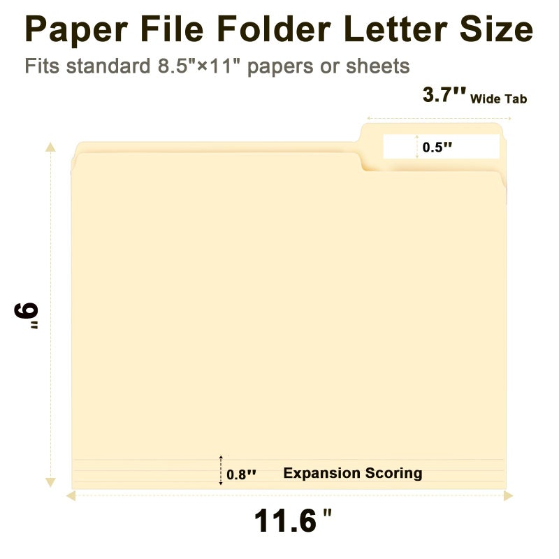 RAZCC File Folder, RAZCC 200 Pack 1/3 Cut Tab File Folders Letter Size, Manila Folders, Folders with Tab, Great for Organizing and Easy File Storage - Image 3