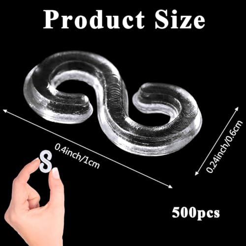 PATPAT® Rubber Bracelet Connector Hooks 500Pcs S Connector Clips Clear Transparent Rubber Bracelet Connector Hooks for Loom Band Bracelet Making, DIY Rubber Bracelet Making, Crafting - Image 2