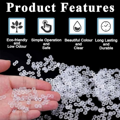 PATPAT® Rubber Bracelet Connector Hooks 500Pcs S Connector Clips Clear Transparent Rubber Bracelet Connector Hooks for Loom Band Bracelet Making, DIY Rubber Bracelet Making, Crafting - Image 3
