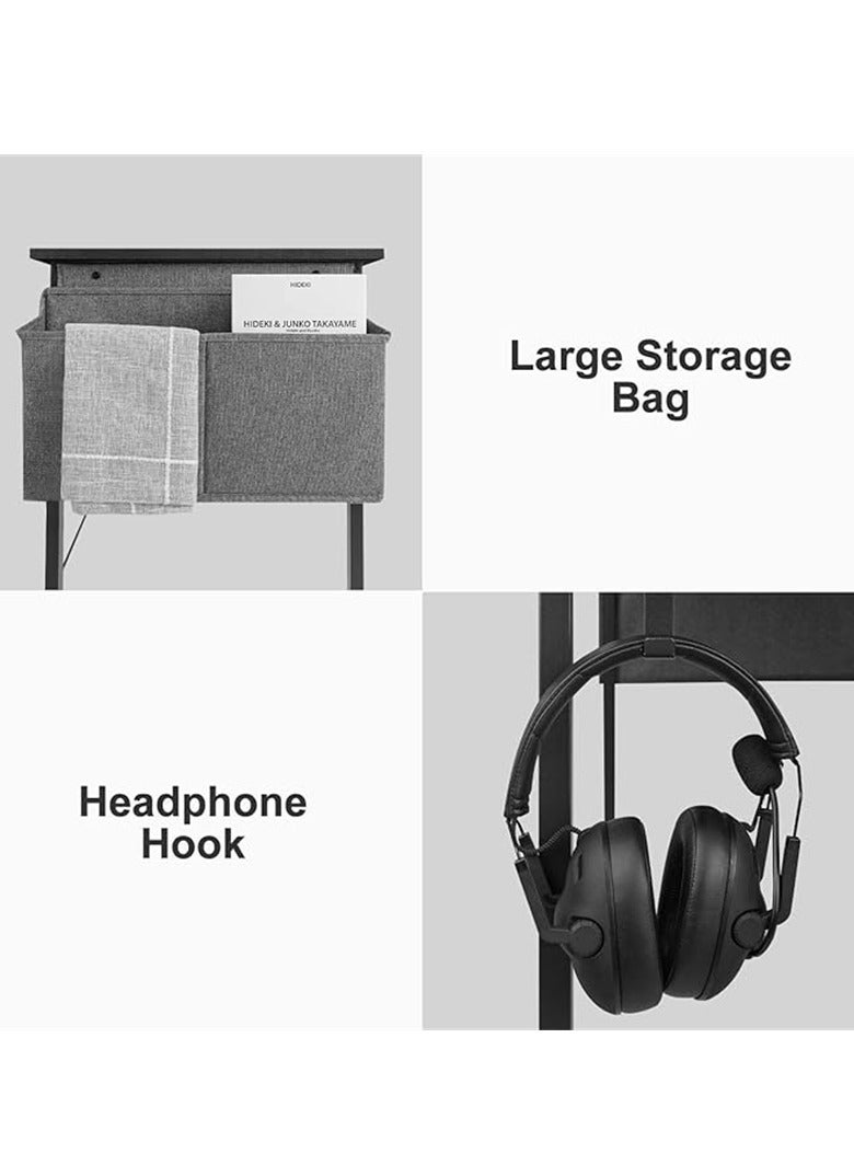 Generic Modern Computer Desk Sturdy Office Desk Simple Writing Desk Study Table with Storage Bag and Hook for Home Office Bedroom Living Room PC Laptop Notebook Table (100 * 50cm, White)  - Image 5