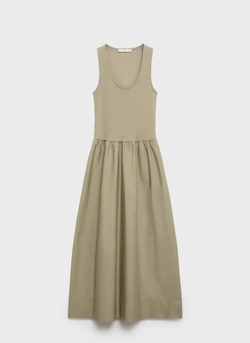 MANGO Flared Combined Fabric Dress