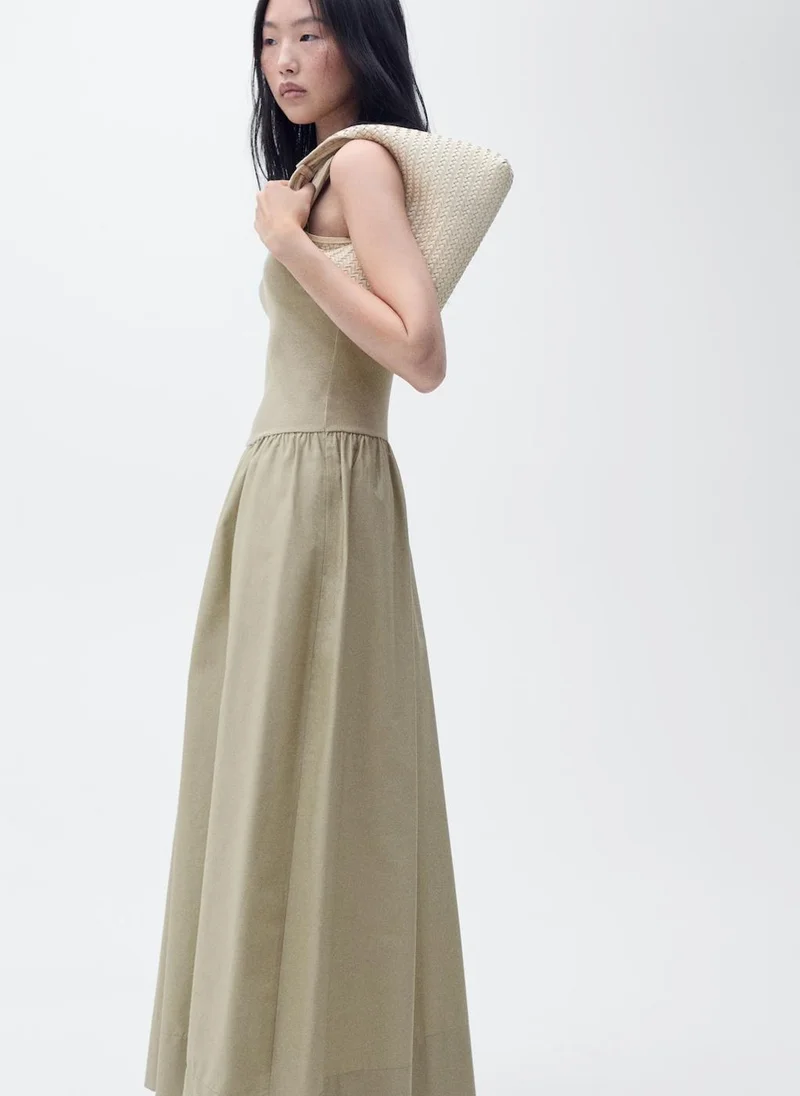MANGO Flared Combined Fabric Dress