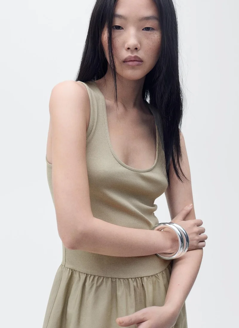 MANGO Flared Combined Fabric Dress
