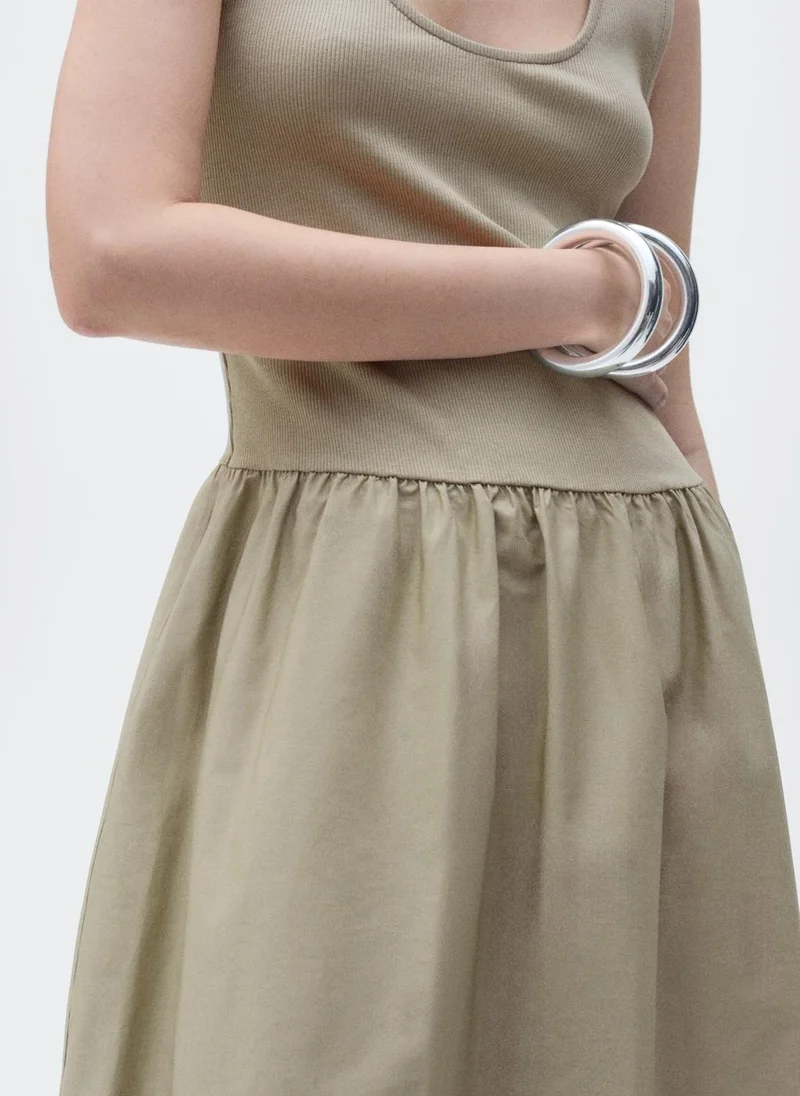MANGO Flared Combined Fabric Dress
