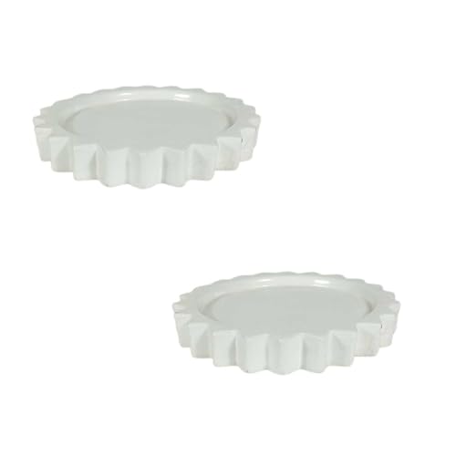 Lasaki Celty Tray White Set of 2 | Round Ceramic (Plates/Saucers) for Pots, Planters, Flowers, Succulents | Decorative Garden Accessories | (H - 2.5 X D - 14.5 cm) Plants Not Included - Image 1
