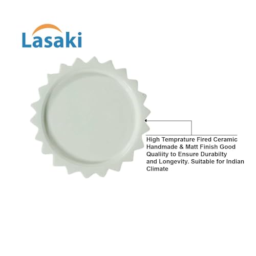 Lasaki Celty Tray White Set of 2 | Round Ceramic (Plates/Saucers) for Pots, Planters, Flowers, Succulents | Decorative Garden Accessories | (H - 2.5 X D - 14.5 cm) Plants Not Included - Image 4
