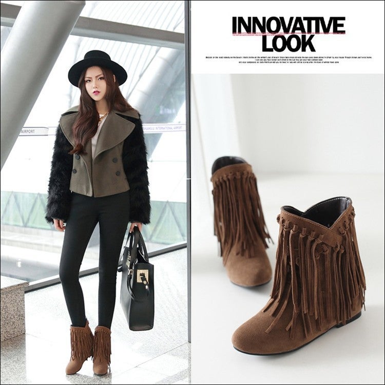 Factory Generation Frosted Tassel Women'S Boots Chengdu Large Size Women'S Boots Short Boots Large Size 40-43 Women'S Shoes - Image 3