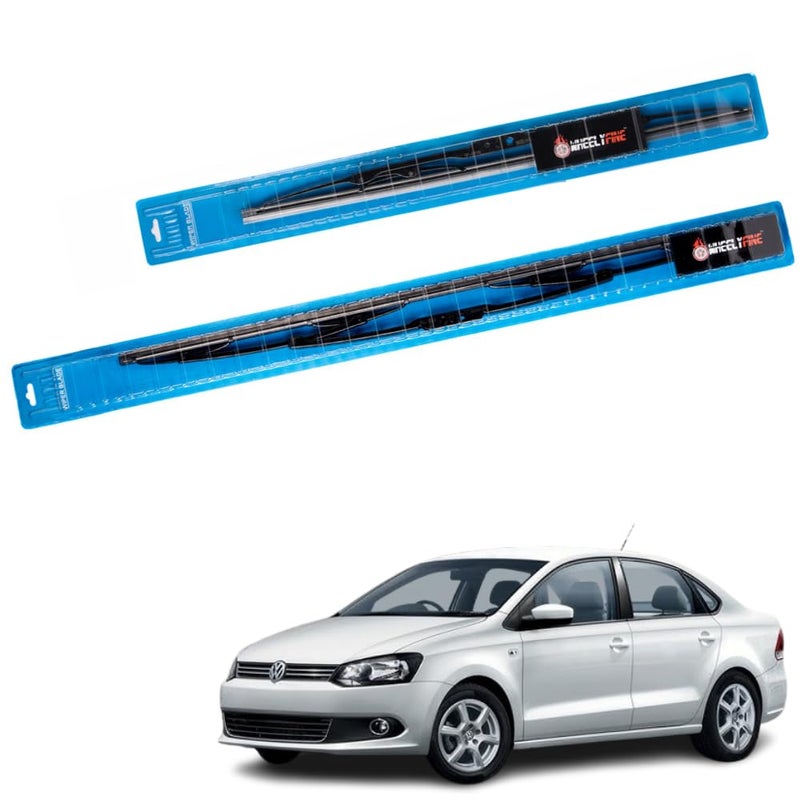 Wheelyfine Car Wiper Blades | Metal Frame | Water Repellent Windshield Wipers | Blade Refills (Volkswagen Vento (2010 Onwards) Dr 24"/Pa 16") - Image 2
