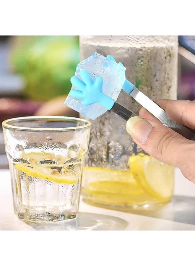 HASTHIP® 3Pcs Small Kitchen Tongs - 5.1'' Stainless Steel Creative Color Silicone Palm Food Tongs for Desserts, Pastries, Ice Cubes, Sushi, Kids and Parties - Image 5