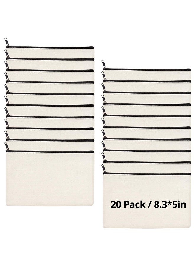HTVRONT Blank Canvas Makeup Bags 20 Pack, Sublimation Blanks Cosmetic Bags, DIY Heat Transfer Canvas Pen Case Pencil Bags, Beige Multi-Purpose Travel Toiletry Zipper Bags (20pcs 8.3 × 5 Inch) - Image 1