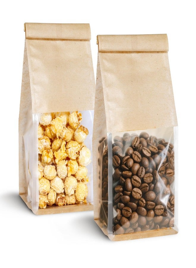Dualshine 100 Pack Bread Bags with Tin Tie，Small Bakery Bag with Clear Window，Pastry Bagel Bags，Cookie Bag for Bakery, Homemade Bread，Popcorn，Cookies，Coffee Bean - Image 1