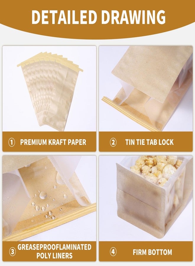Dualshine 100 Pack Bread Bags with Tin Tie，Small Bakery Bag with Clear Window，Pastry Bagel Bags，Cookie Bag for Bakery, Homemade Bread，Popcorn，Cookies，Coffee Bean - Image 4