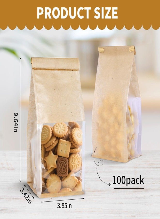 Dualshine 100 Pack Bread Bags with Tin Tie，Small Bakery Bag with Clear Window，Pastry Bagel Bags，Cookie Bag for Bakery, Homemade Bread，Popcorn，Cookies，Coffee Bean - Image 2