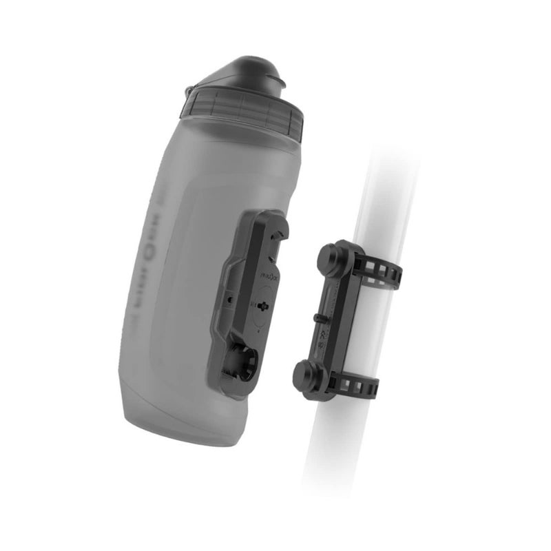 FIDLOCK Twist Bottle 590ml & Universal Base Set | New Leak-Proof, Self-Sealing Bottle Cap | Bike Water Bottle Holder with No Screws & Attached Bottle | Cage Free Magnetic Rack | Smoke - Image 1