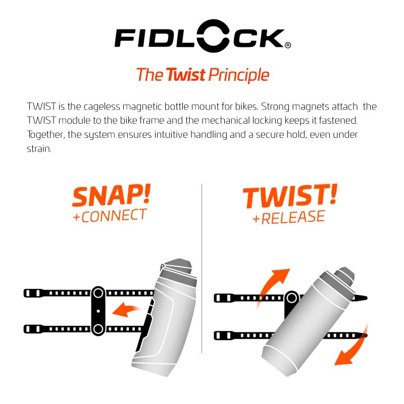 FIDLOCK Twist Bottle 590ml & Universal Base Set | New Leak-Proof, Self-Sealing Bottle Cap | Bike Water Bottle Holder with No Screws & Attached Bottle | Cage Free Magnetic Rack | Smoke - Image 4