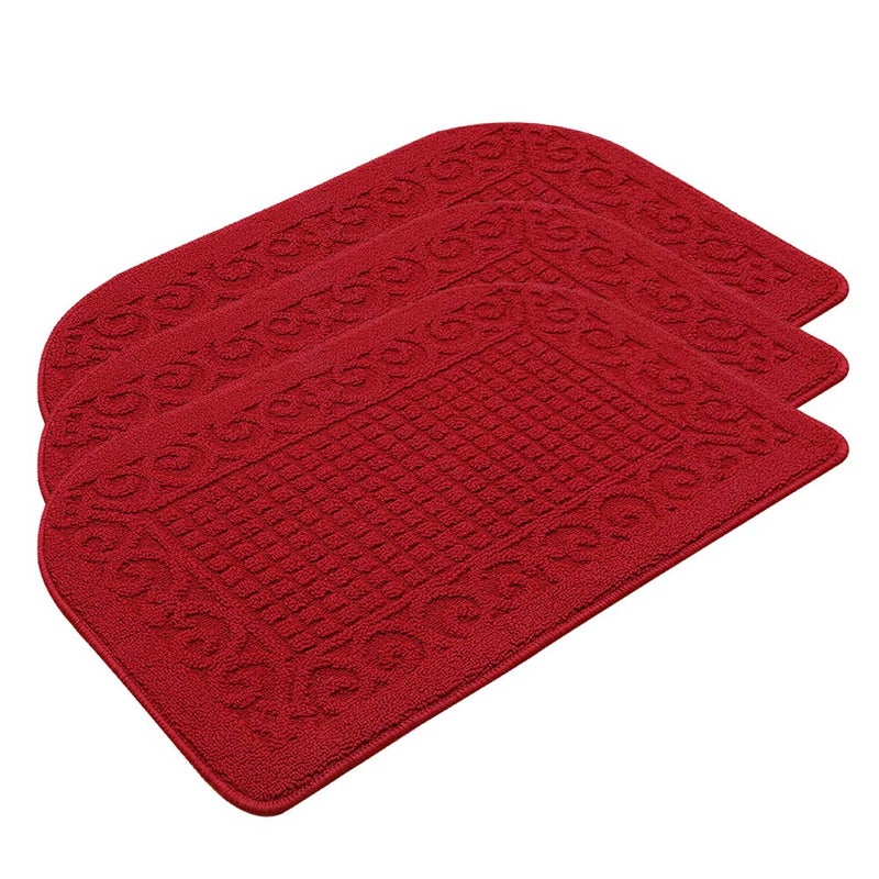 COSY HOMEER COSY HOMEER 27X18 Inch Anti Fatigue Kitchen Rug Mats are Made of 100 Polypropylene Half Round Rug Cushion Specialized in Anti Slippery and Machine WashableBurgundy3 pcs