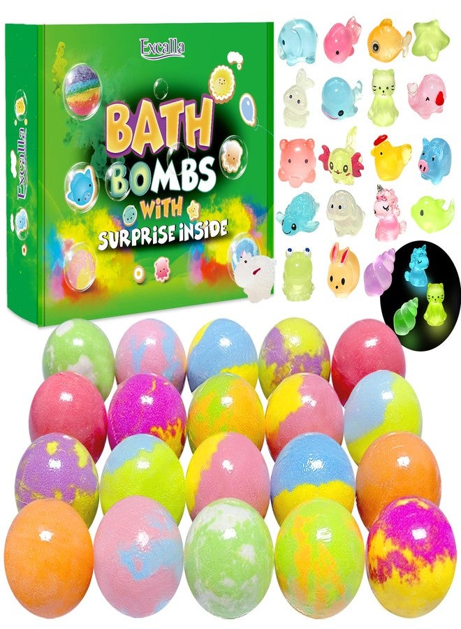 Excalla Bath Bombs for Kids with Surprise Toys Inside, 20 Pack Kids Bath Bombs with Glow in The Dark Toys, Natural Handmade Bubble Bath Fizzy Ball, Birthday Christmas Gift Set for Girls Boys - Image 1