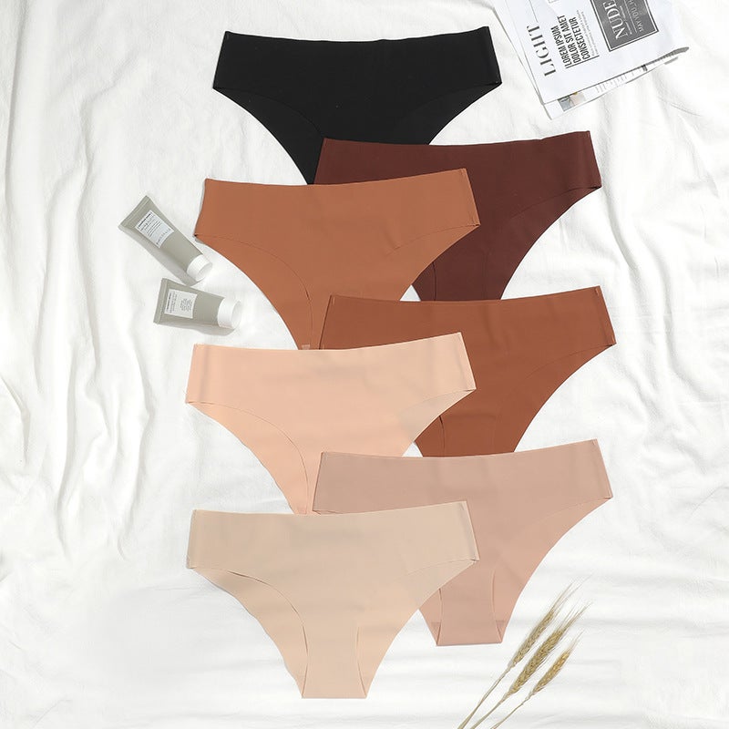 2024 Explosions European-Style Seamless Ice Silk Underwear Breathable Skin-Friendly Nude Sports Waist Plus Size Ladies Triangle - Image 3