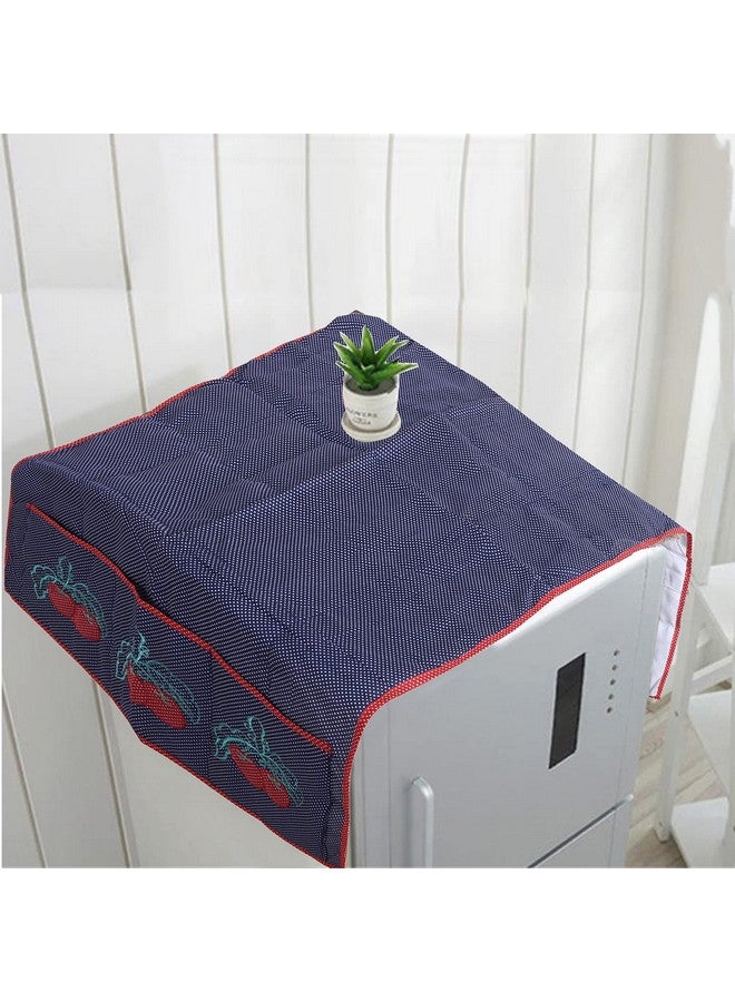 Kuber Industries Fridge Top Cover|Refrigerator Cover for Kitchen|Fridge Top Cover with Pockets and Handle|Non-Woven Strawberry Dot Print (Blue) - Image 3