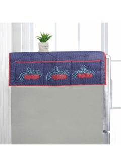Kuber Industries Kuber Industries Fridge Top Cover|Refrigerator Cover for Kitchen|Fridge Top Cover with Pockets and Handle|Non-Woven Strawberry Dot Print (Blue)  - Image 4