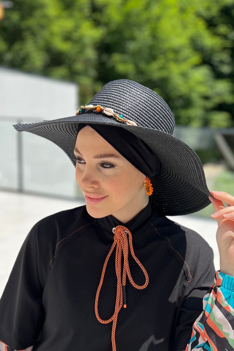Remsa Mayo Remsa Swimsuit Remsa Seashell Straw Hat RŞ-104 Black  - Image 5