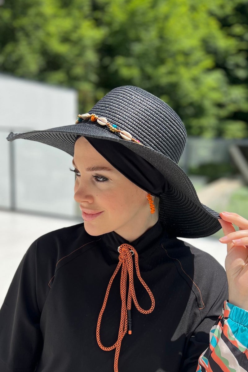 Remsa Mayo Remsa Swimsuit Remsa Seashell Straw Hat RŞ-104 Black  - Image 2