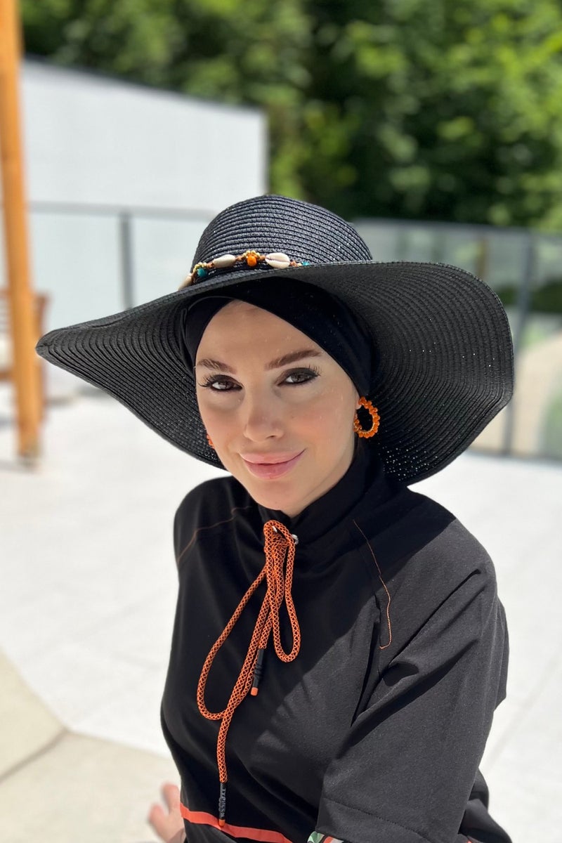 Remsa Mayo Remsa Swimsuit Remsa Seashell Straw Hat RŞ-104 Black  - Image 3