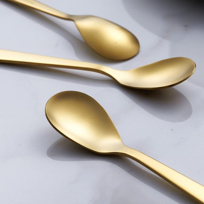 FULLYWARE Matte Gold Demitasse Espresso Spoons, Stainless Steel Satin Finish Coffee Spoons, Mini Teaspoons, Sugar Spoons, 4.7-inch, Set of 6, 6-PIECE - Image 3