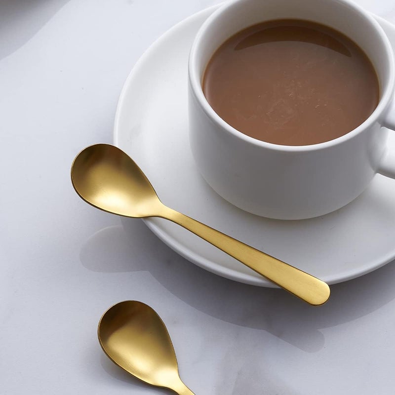 FULLYWARE Matte Gold Demitasse Espresso Spoons, Stainless Steel Satin Finish Coffee Spoons, Mini Teaspoons, Sugar Spoons, 4.7-inch, Set of 6, 6-PIECE - Image 4