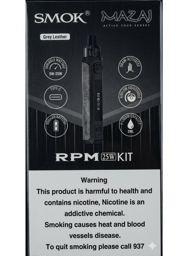 مزاج سموك RPM 25 واط كيت جلد رمادي نظام بود لإعادة تعبئة السائل - Image 4