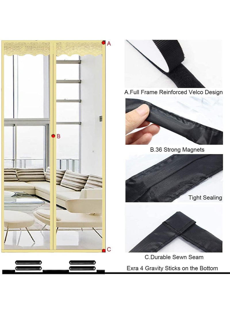 KASTWAVE Insulated Door Curtain - Thermal Magnetic Self-Sealing Door Screen - EVA Keep Bugs Out - Keep Warm in Winter Cool in Summer - Hand Free Closure (100 x 210CM) - Image 2