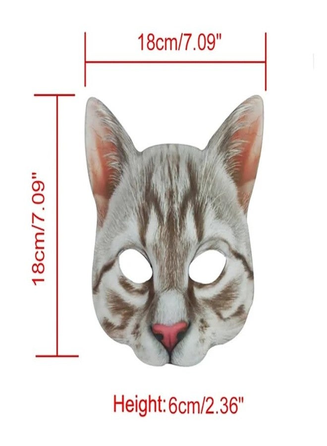Hosfairy 1Pcs Halloween Half Face Cat Mask Animal Cat Mask for Halloween Christmas Easter Novelty Costume Party Accessory(Style C) - Image 3