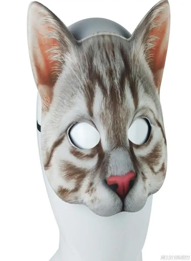 Hosfairy 1Pcs Halloween Half Face Cat Mask Animal Cat Mask for Halloween Christmas Easter Novelty Costume Party Accessory(Style C) - Image 2