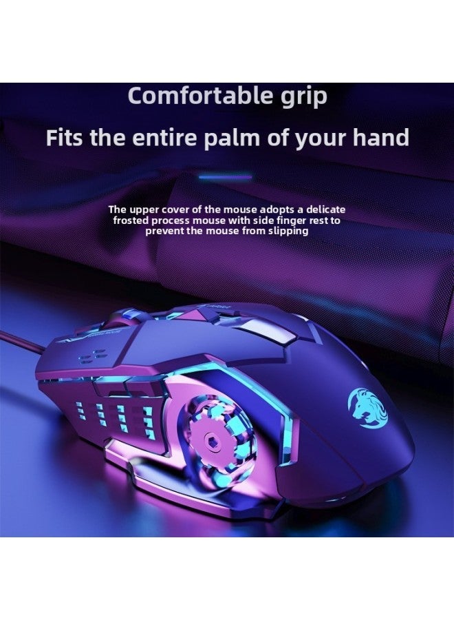 Forerunner Wired Mouse E-sports Game Mute Mechanical Macro Programming Computer Office Notebook Chicken Cf Special-Color:Technology Black-[audio Upgraded Version]-Interface:Official Standard  - Image 3