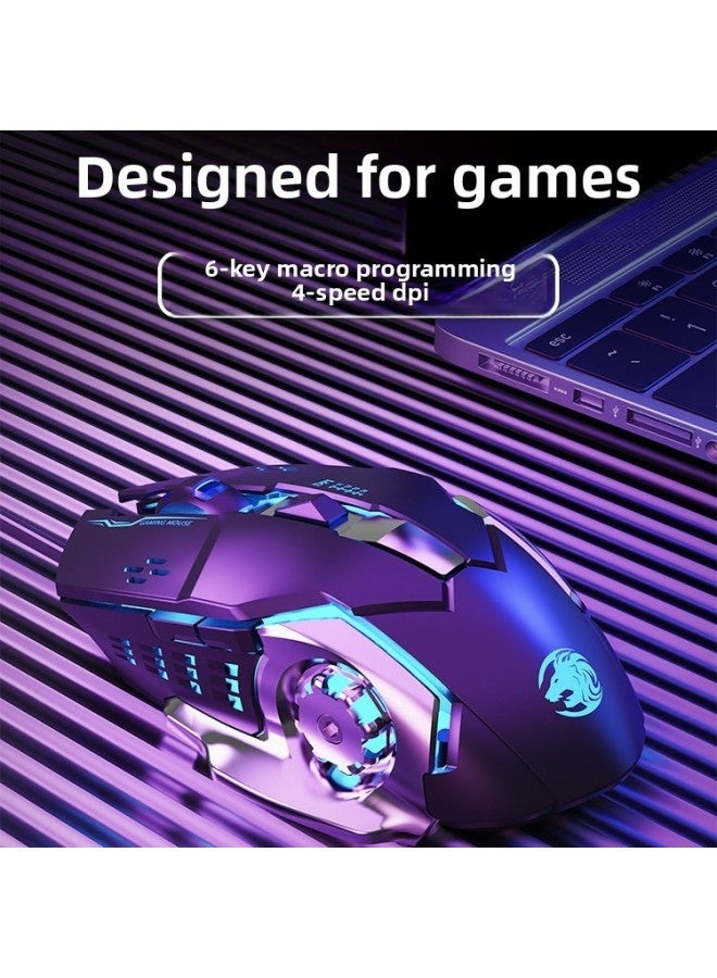 Forerunner Wired Mouse E-sports Game Mute Mechanical Macro Programming Computer Office Notebook Chicken Cf Special-Color:Technology Black-[audio Upgraded Version]-Interface:Official Standard  - Image 2