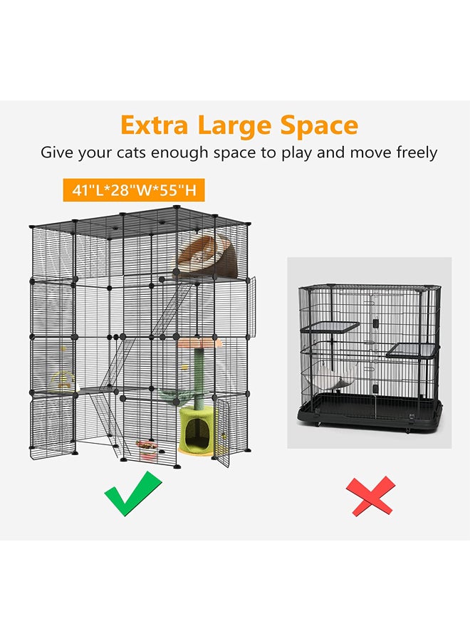 Generic Large Cat Cage Enclosures Indoor Cat Playpen Detachable Metal Wire Indoor DIY Kennels Crate Large Exercise Place Ideal, for 1-3 Cats  - Image 3