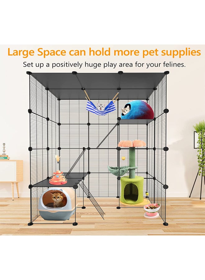 Generic Large Cat Cage Enclosures Indoor Cat Playpen Detachable Metal Wire Indoor DIY Kennels Crate Large Exercise Place Ideal, for 1-3 Cats  - Image 4