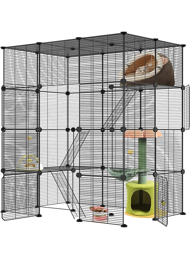 Generic Large Cat Cage Enclosures Indoor Cat Playpen Detachable Metal Wire Indoor DIY Kennels Crate Large Exercise Place Ideal, for 1-3 Cats  - Image 1