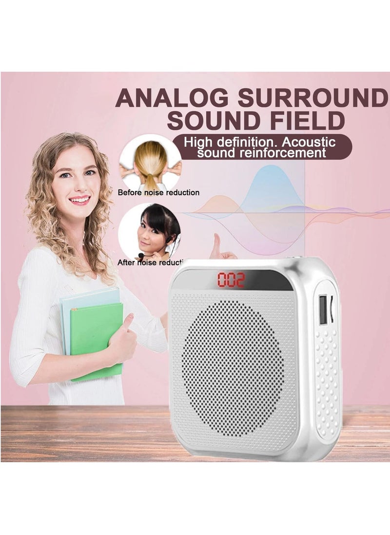 Generic Voice Amplifier with Wired Microphone Headset, Portable Rechargeable PA System Speaker Personal Microphone Speech Amplifier, Loudspeaker for Teachers, Tour Guides/Coaches Metting/Yoga/Fitness (White)  - Image 2