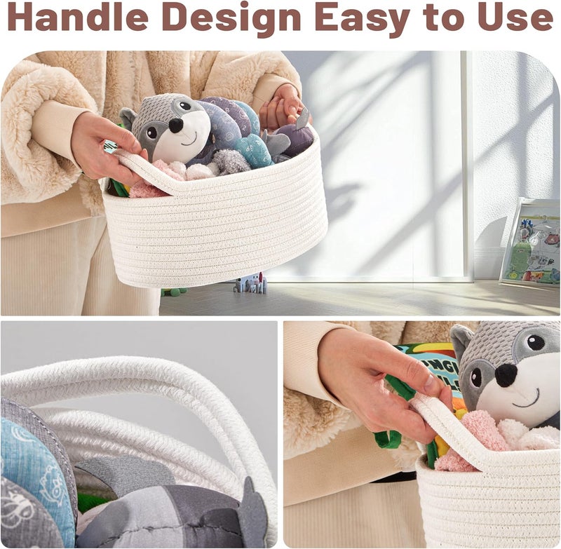 Bufims Small Woven White Gifts Basket for Storage Empty with Ribbons and Bags Durable Cute Gifts 12"X 8" X 5" Small Rope Basket for Gifting - Image 5