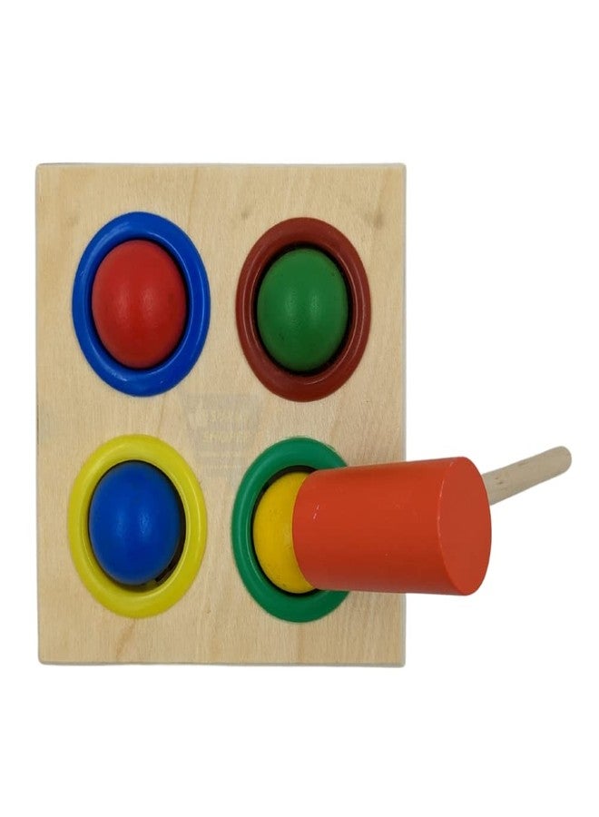 Toycel Sensory Wooden Hammer Ball Knock Pounding Toy with Box Case, 4 Balls and 1 Hammer Best Motor Skills and Educational Toy Set for Kids - Image 1