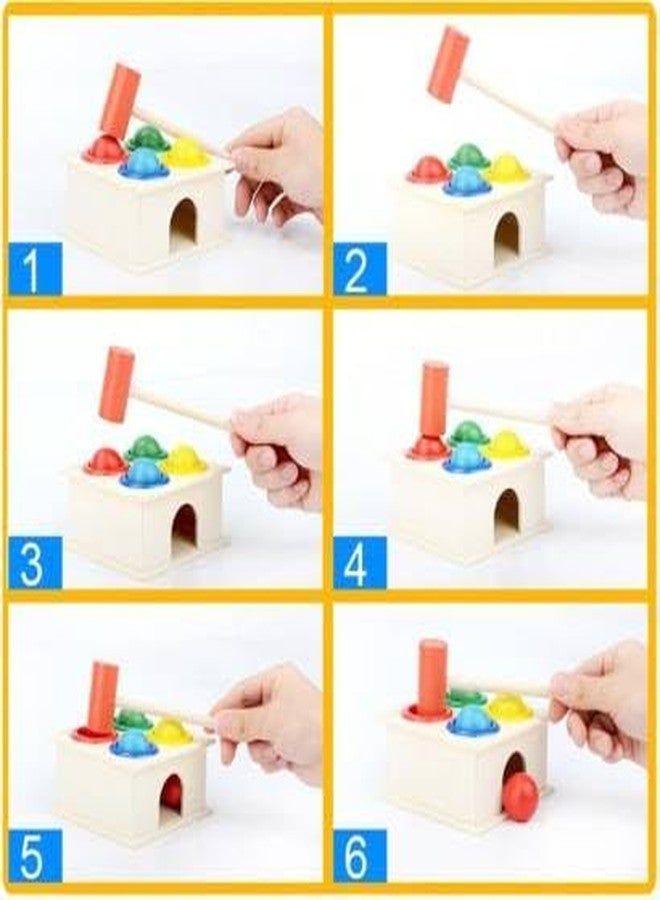 Toycel Sensory Wooden Hammer Ball Knock Pounding Toy with Box Case, 4 Balls and 1 Hammer Best Motor Skills and Educational Toy Set for Kids - Image 5