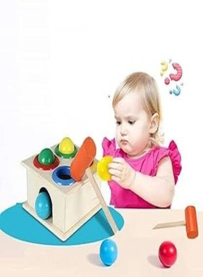 Toycel Sensory Wooden Hammer Ball Knock Pounding Toy with Box Case, 4 Balls and 1 Hammer Best Motor Skills and Educational Toy Set for Kids - Image 3