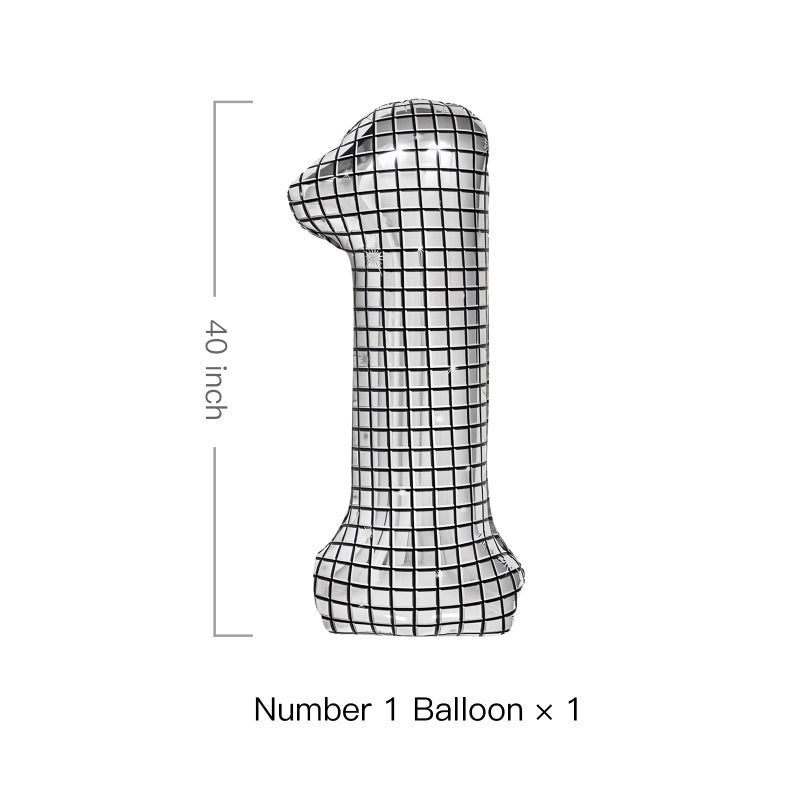 cocodino 40 Inch Large Silver Disco Ball Print Number Balloon for New Year's Eve, 70s Birthday Party Supplies, Disco Party Decorations Number 1 - Image 2