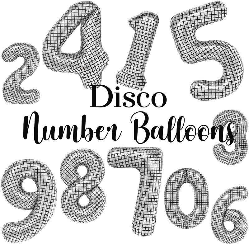 cocodino 40 Inch Large Silver Disco Ball Print Number Balloon for New Year's Eve, 70s Birthday Party Supplies, Disco Party Decorations Number 1 - Image 3