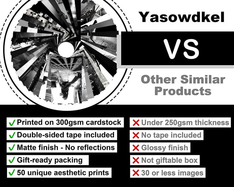 Yasowdkel Black White Aesthetic Wall Collage Kit, Aesthetic collage kit, 50PCS 4x6 Inch Picture Collage Kit for Wall Aesthetic,Black picture wall collage,Dorm Wall Decor, Cute Wall Decor for Teen - Image 4