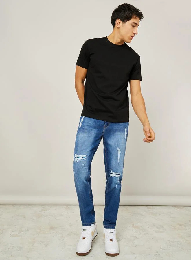 Styli Solid Regular Fit Pure Cotton T-Shirt