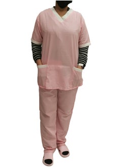 Rannah's Uniform V-Neck Scrub Suit for Nurses and Housekeepers, Short Sleeve with White Piping  - Image 2