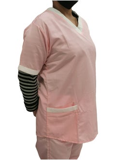 Rannah's Uniform V-Neck Scrub Suit for Nurses and Housekeepers, Short Sleeve with White Piping  - Image 3