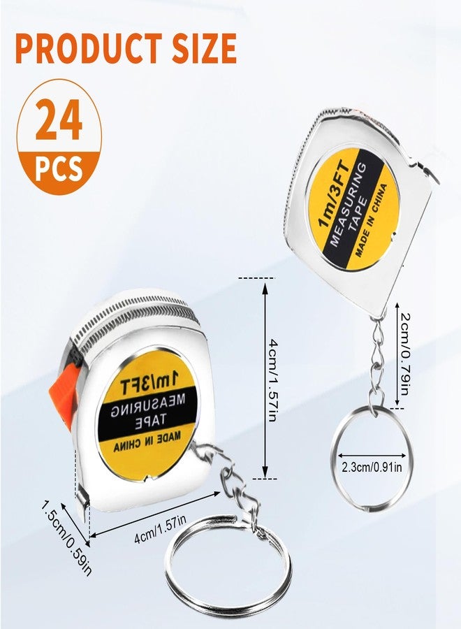 جريفوسيا 24 قطعة من سلاسل مفاتيح شريط القياس، أشرطة قياس صغيرة عملية بطول 1.5 بوصة مع آلية قفل منزلق ثابتة، مثالية كهدايا للحفلات، وحشو أكياس الهدايا، بطول 1 متر/ 3 أقدام. - Image 2